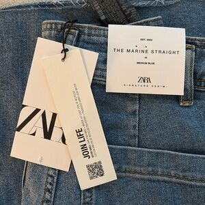 Zara The Marine Straight Jean in medium blue